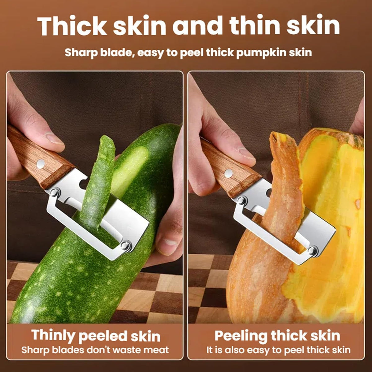 Multifunctional Vegetable Peeler, Stainless Steel Vegetable Peeler for Kitchen with Wooden Handle & Bottle Opener, Heavy Duty Fruit Apple Potato Peeler, Ergonomic Grip (1PCS)